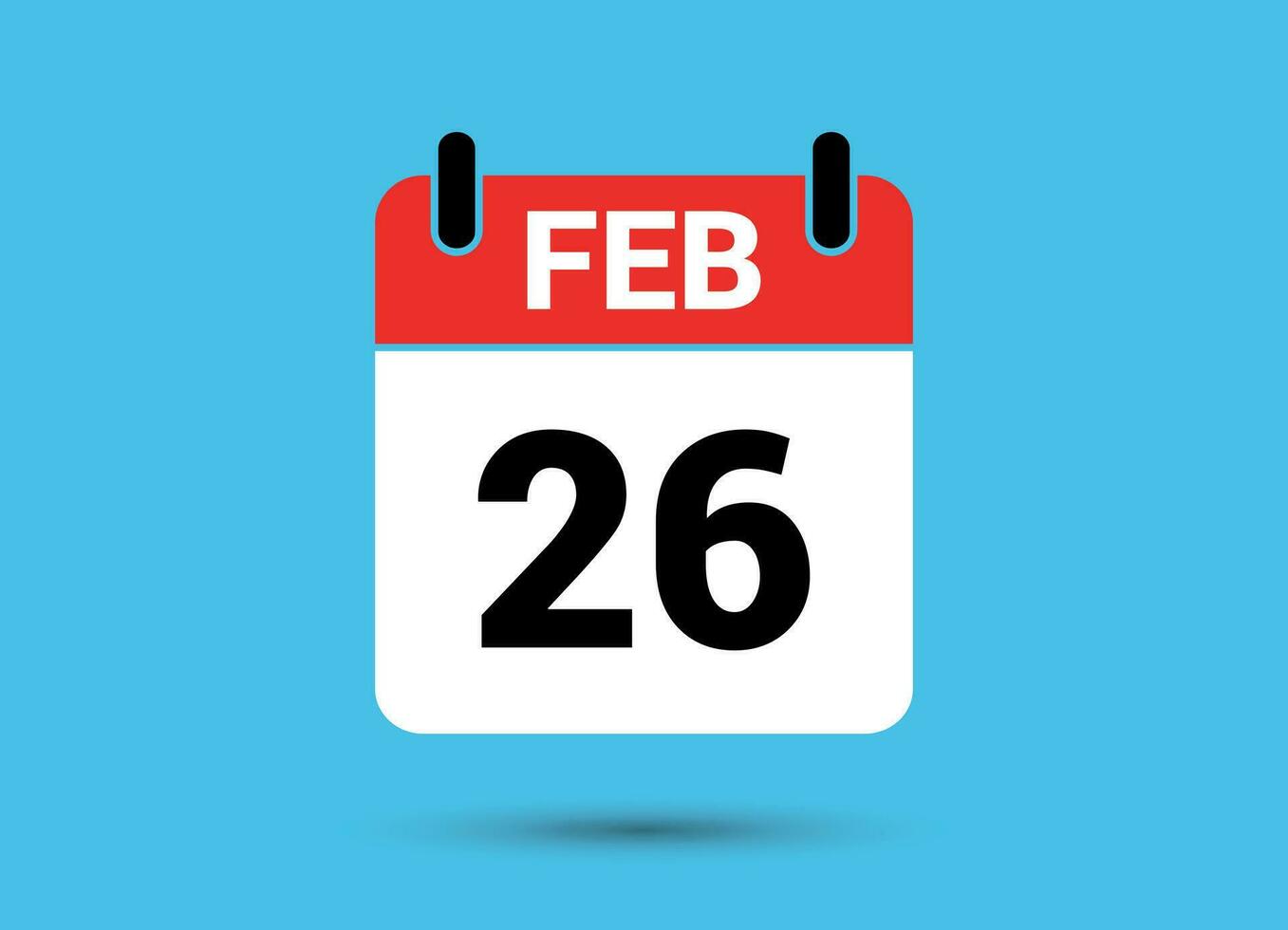 26 February Calendar Date Flat Icon Day 26 Vector Illustration