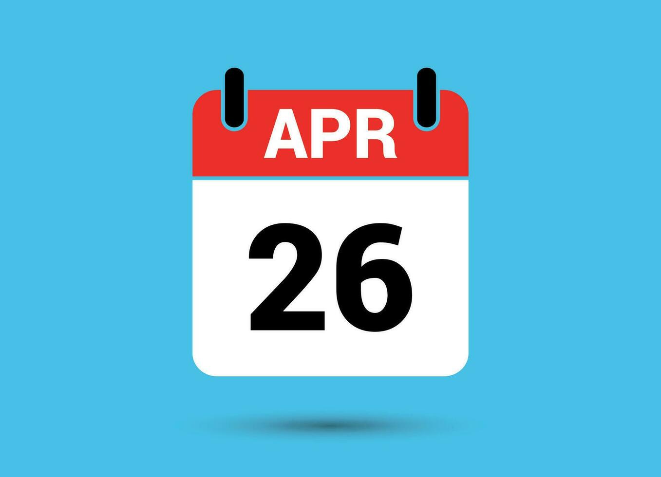 26 April Calendar Date Flat Icon Day 26 Vector Illustration