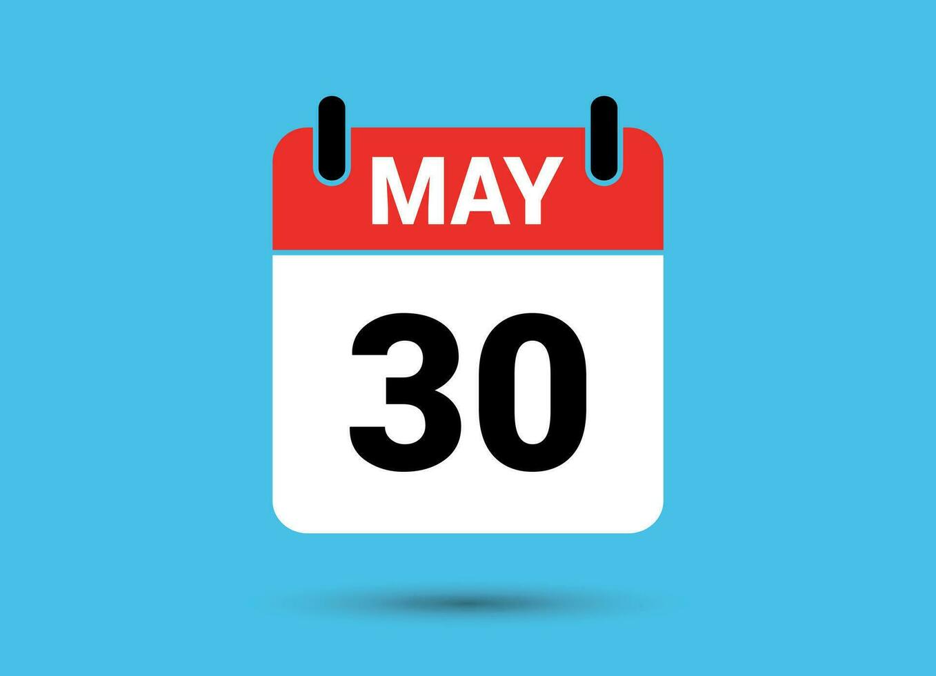 30 May Calendar Date Flat Icon Day 30 Vector Illustration