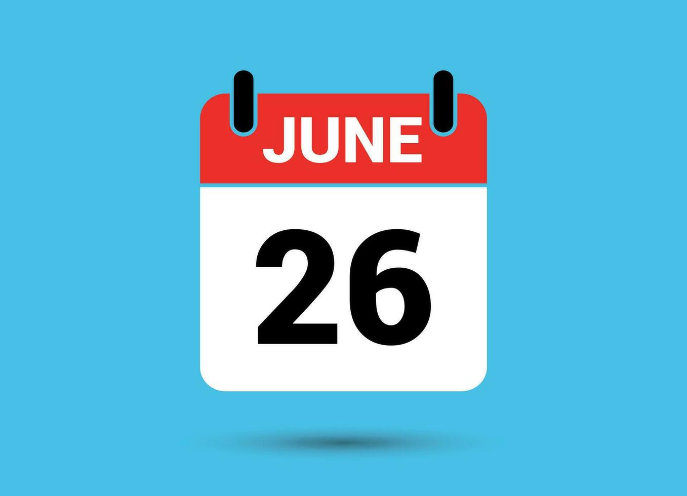 26 June Calendar Date Flat Icon Day 26 Vector Illustration