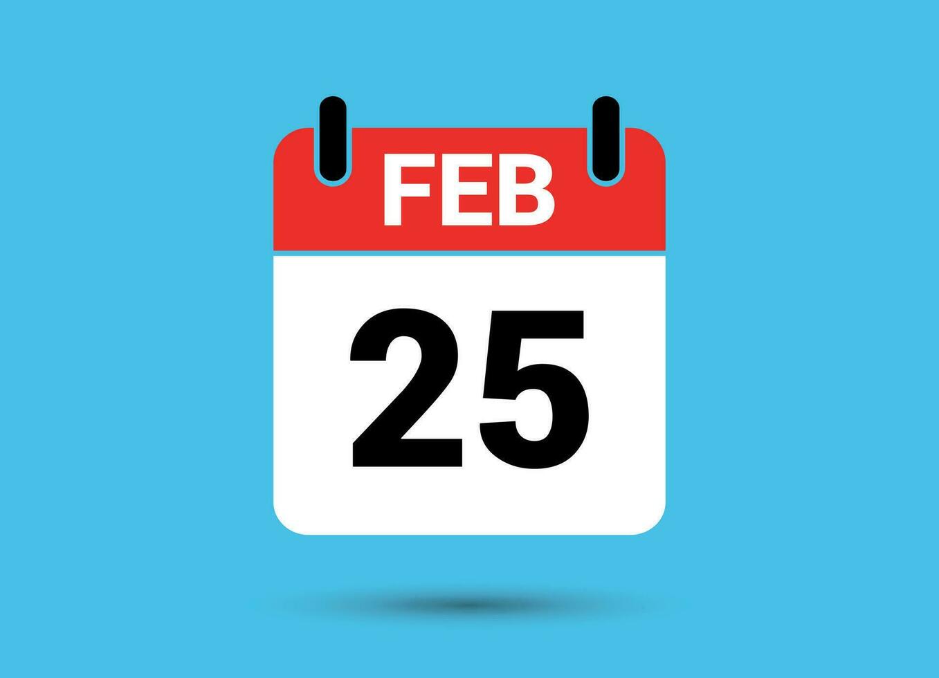 25 February Calendar Date Flat Icon Day 25 Vector Illustration