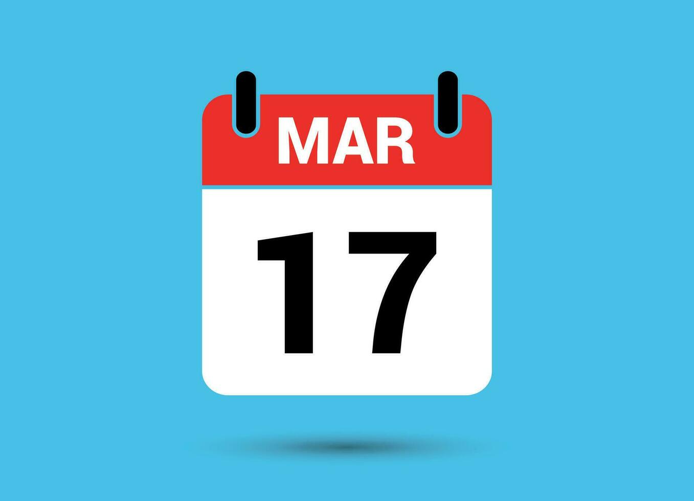 17 March Calendar Date Flat Icon Day 17 Vector Illustration 32460524