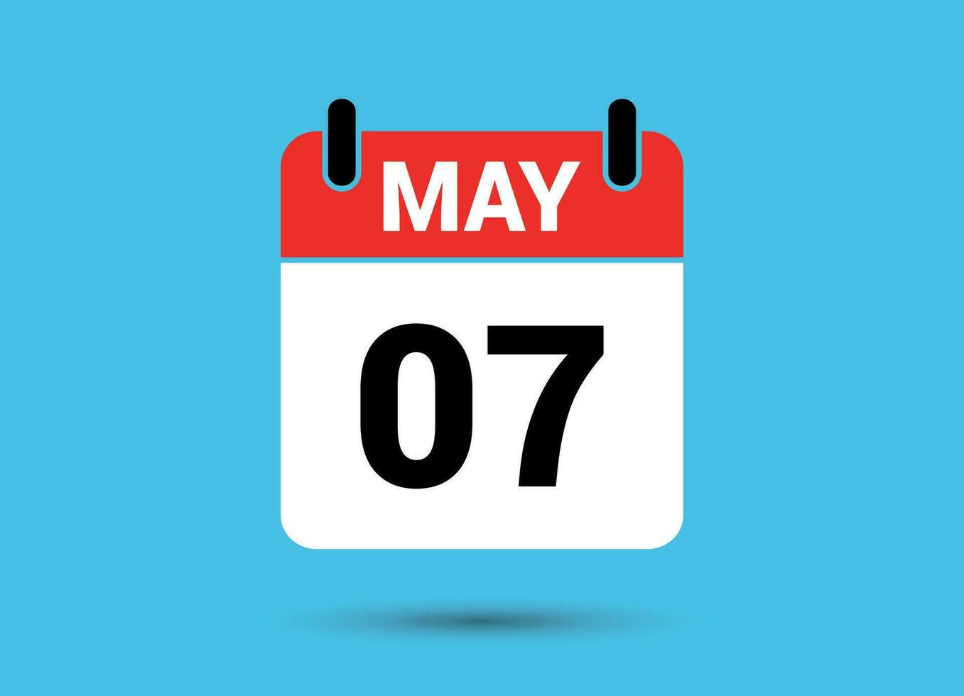 7 May Calendar Date Flat Icon Day 7 Vector Illustration