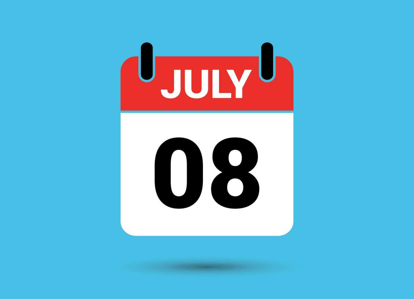 July 8 Calendar Date Flat Icon Day 8 Vector Illustration