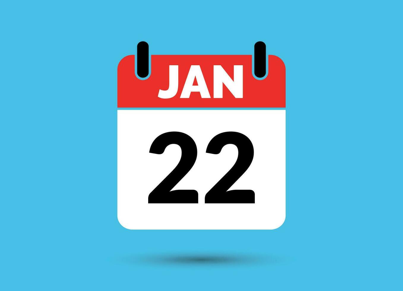 22 enero calendario fecha plano icono día 22 vector ilustración