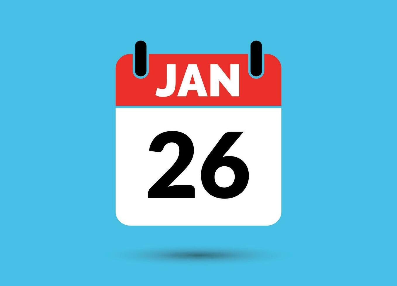 26 January Calendar Date Flat Icon Day 26 Vector Illustration