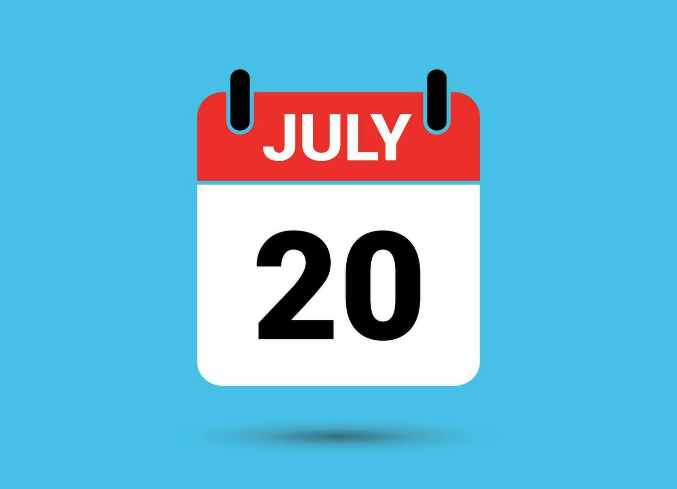 July 20 Calendar Date Flat Icon Day 20 Vector Illustration