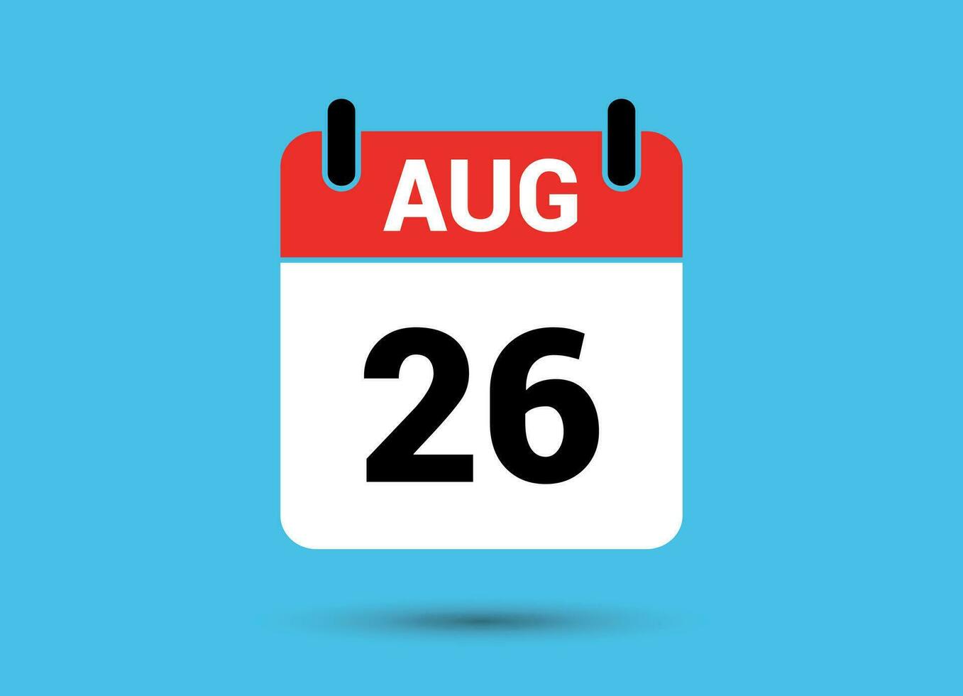 agosto 26 calendario fecha plano icono día 26 vector ilustración