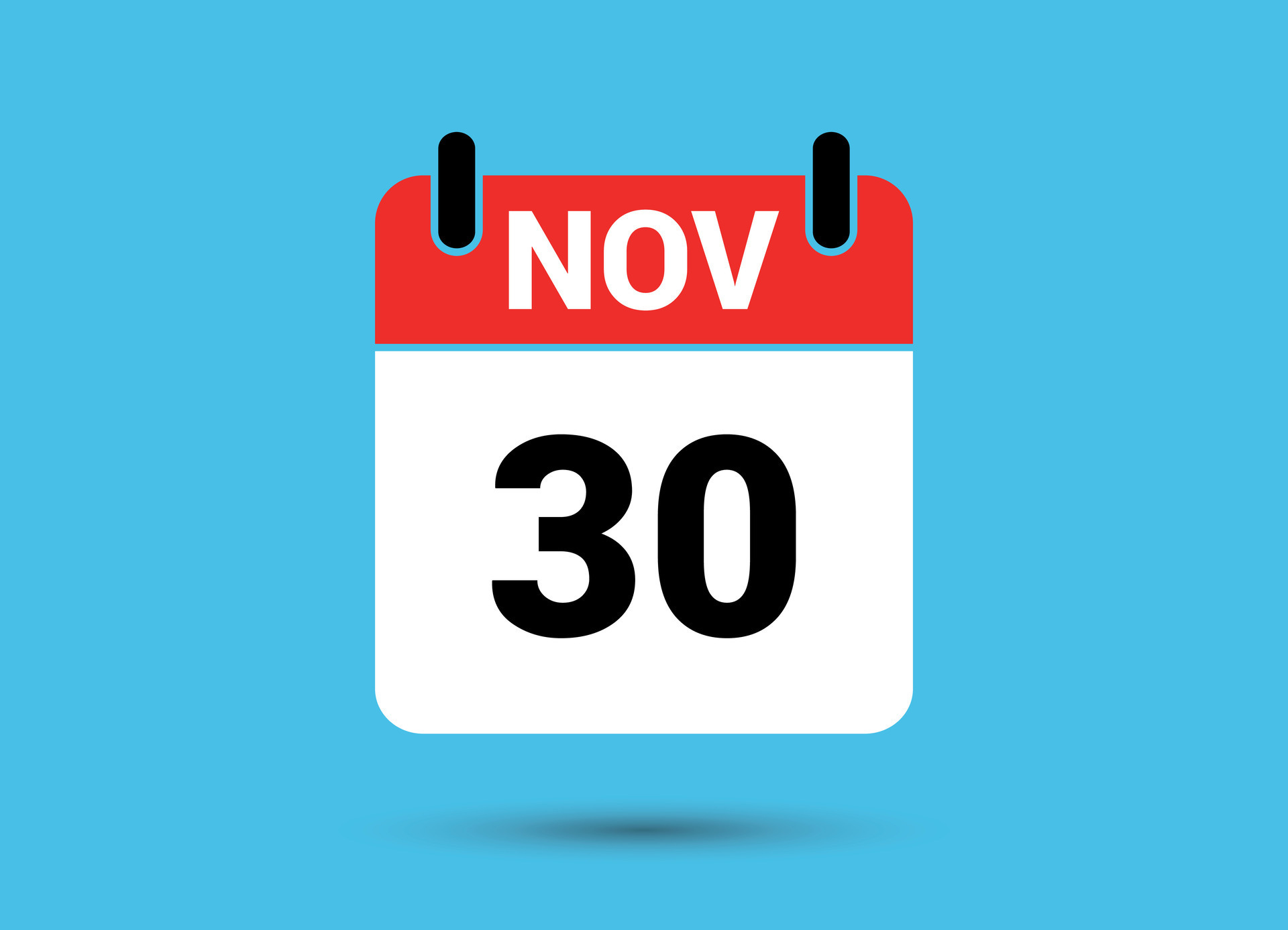 November 30 Calendar Date Flat Icon Day 30 Vector Illustration 32460608