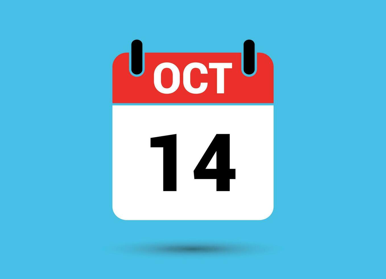 October 14 Calendar Date Flat Icon Day 14 Vector Illustration