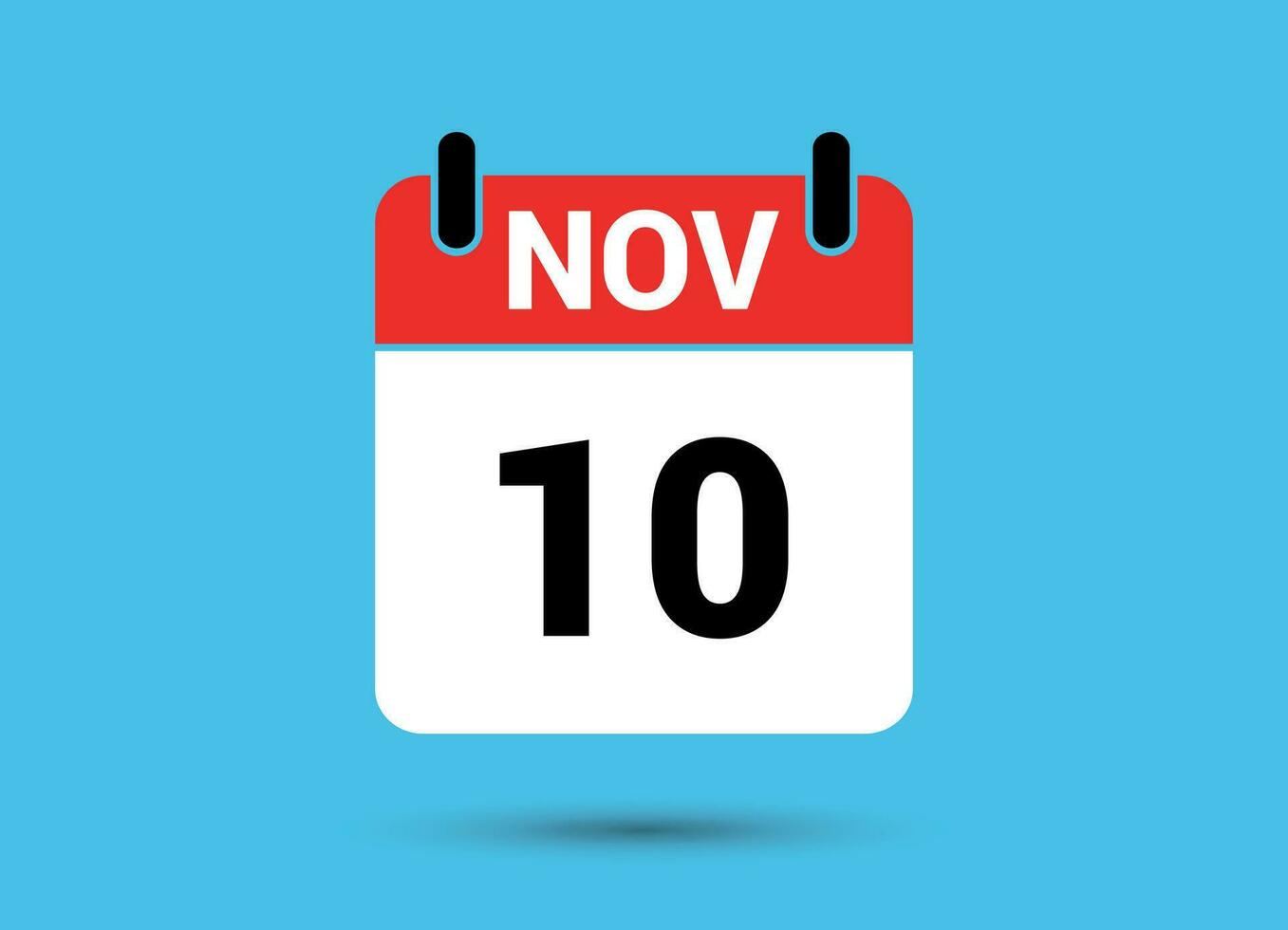 November 10 Calendar Date Flat Icon Day 10 Vector Illustration