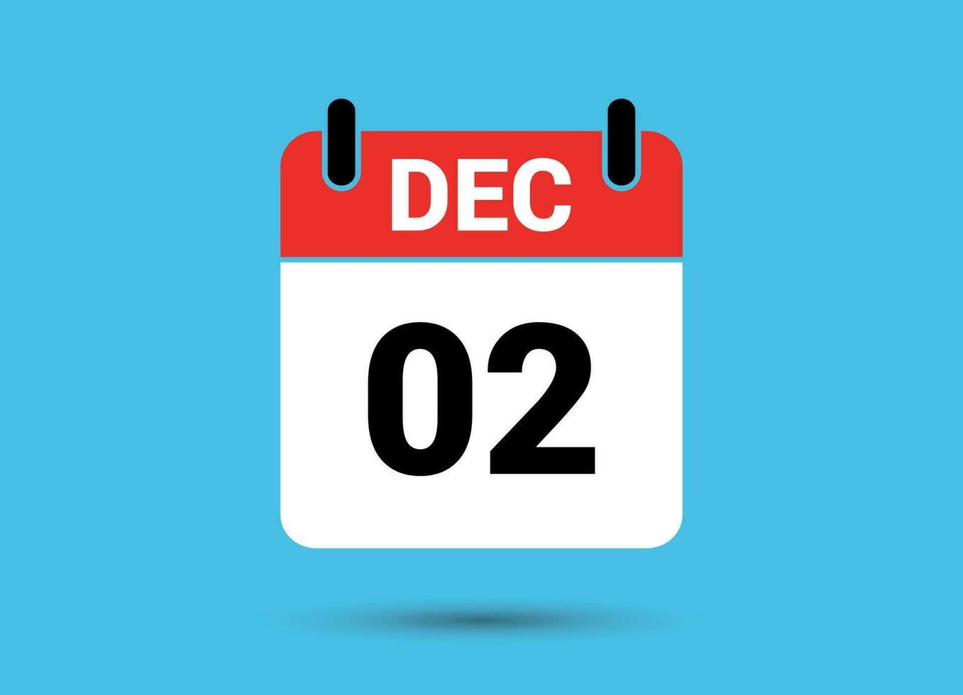 December 2 Calendar Date Flat Icon Day 2 Vector Illustration