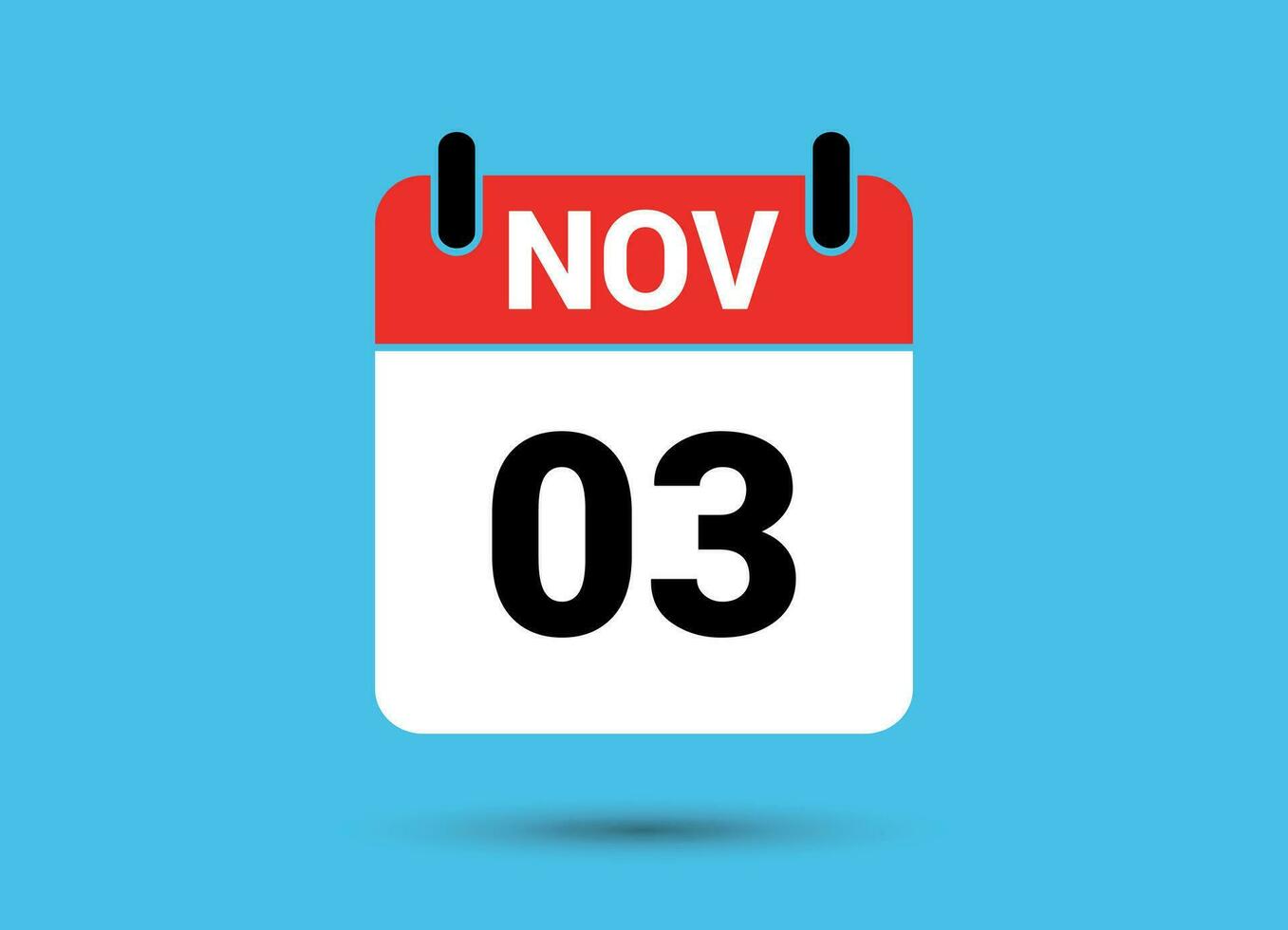 November 3 Calendar Date Flat Icon Day 3 Vector Illustration