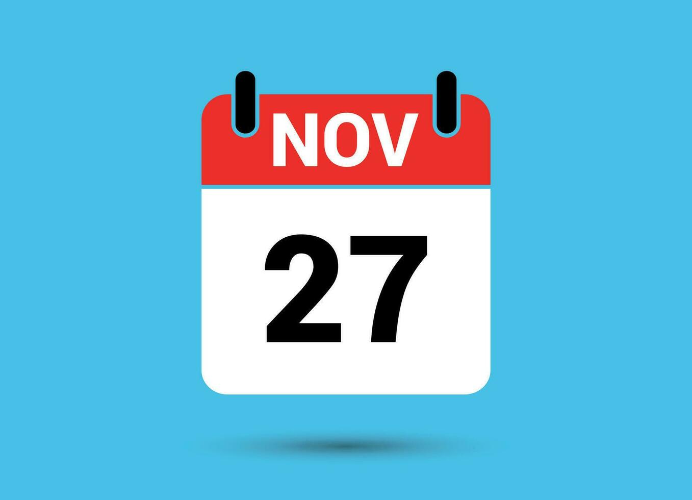 November 27 Calendar Date Flat Icon Day 27 Vector Illustration