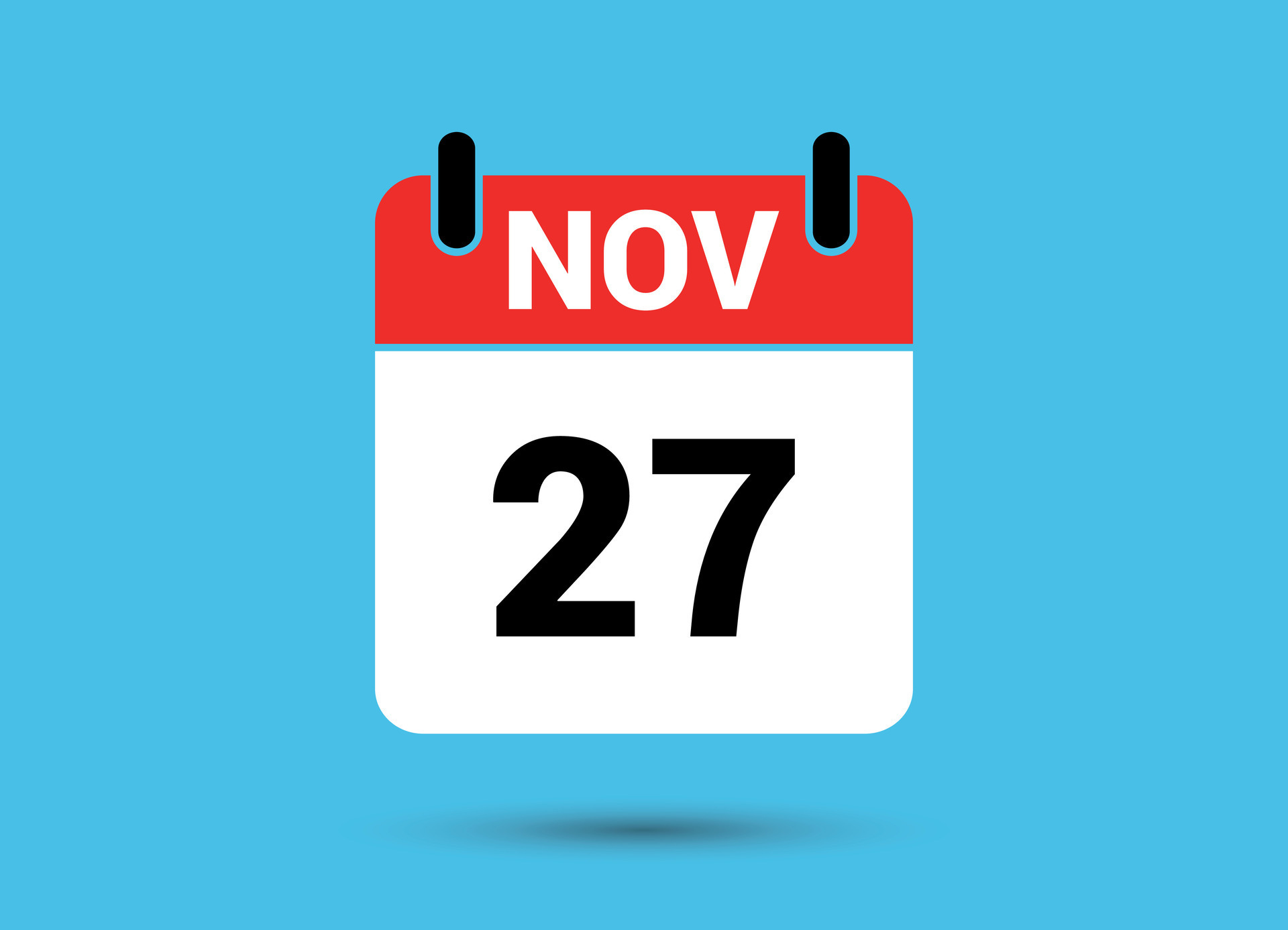 November 27 Calendar Date Flat Icon Day 27 Vector Illustration 32460628