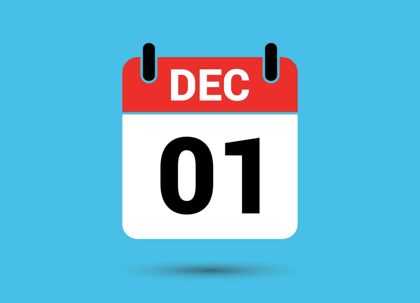 December 1 Calendar Date Flat Icon Day 1 Vector Illustration