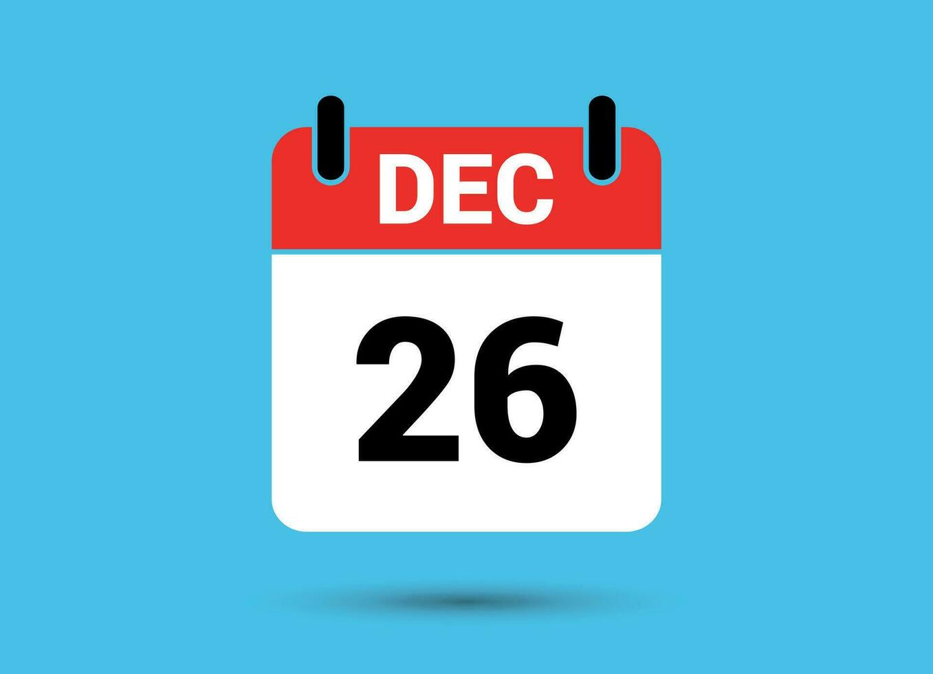 December 26 Calendar Date Flat Icon Day 26 Vector Illustration