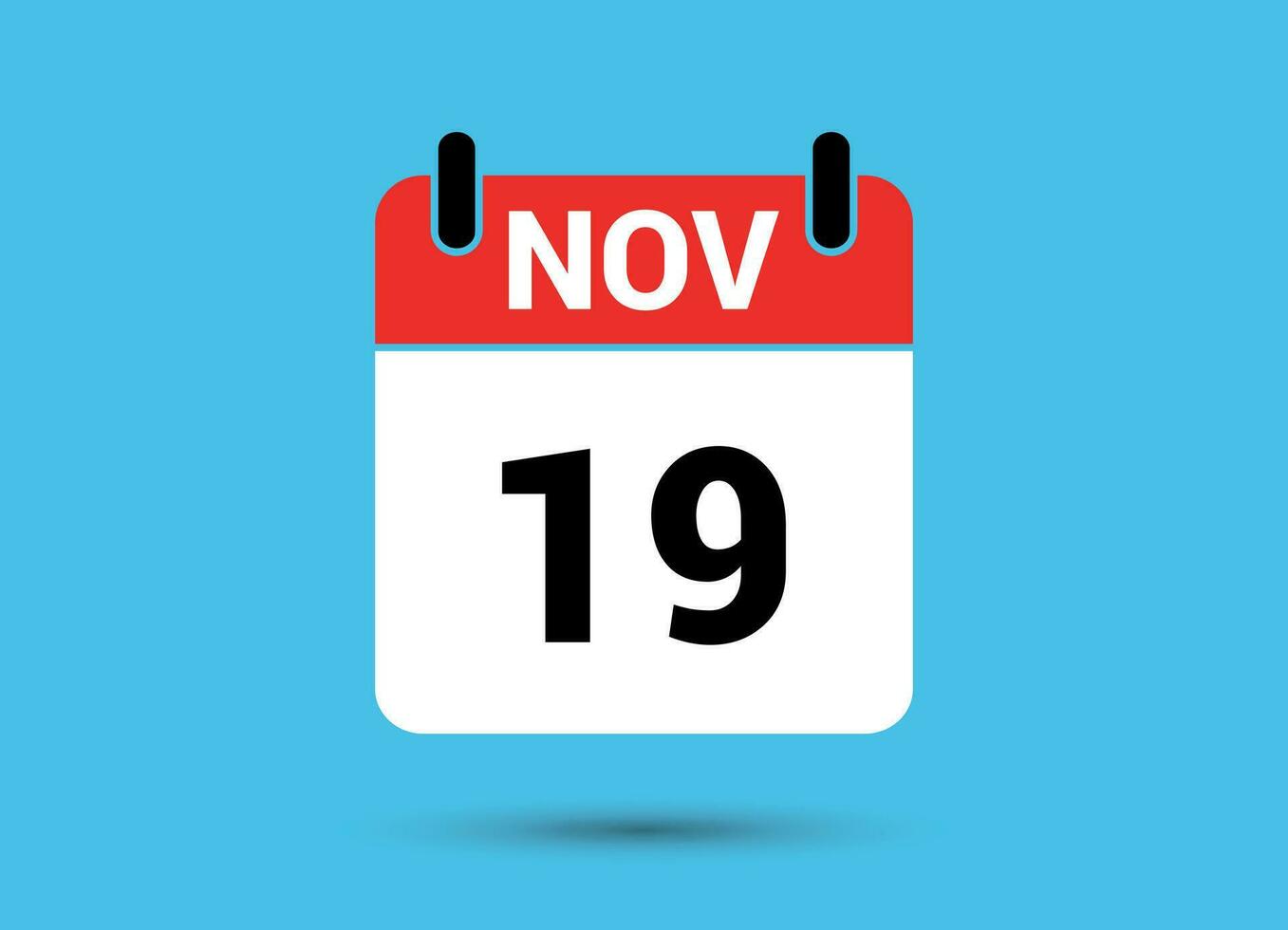 November 19 Calendar Date Flat Icon Day 19 Vector Illustration