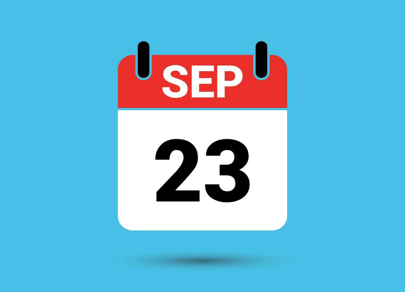 September 23 Calendar Date Flat Icon Day 23 Vector Illustration