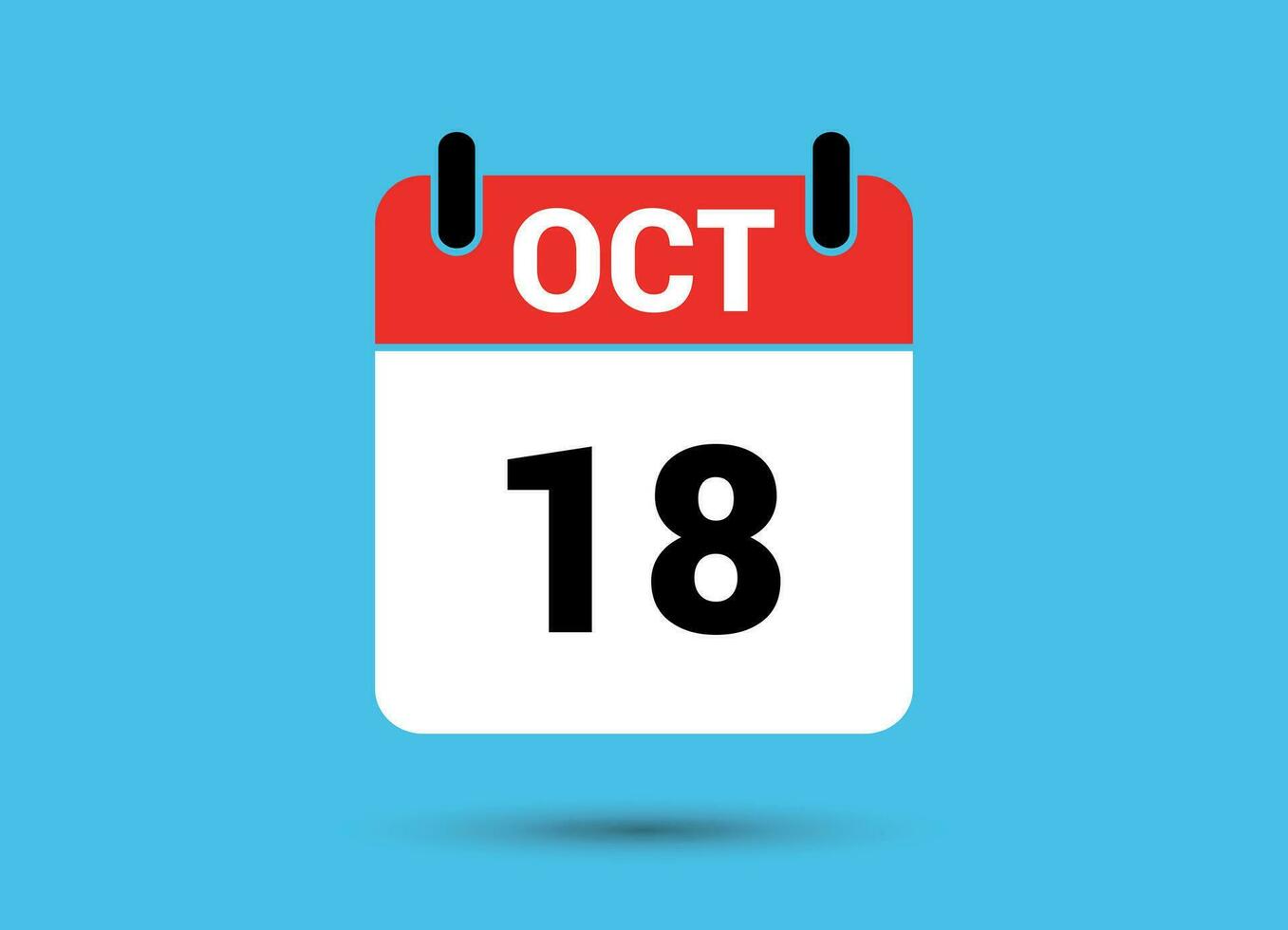October 18 Calendar Date Flat Icon Day 18 Vector Illustration
