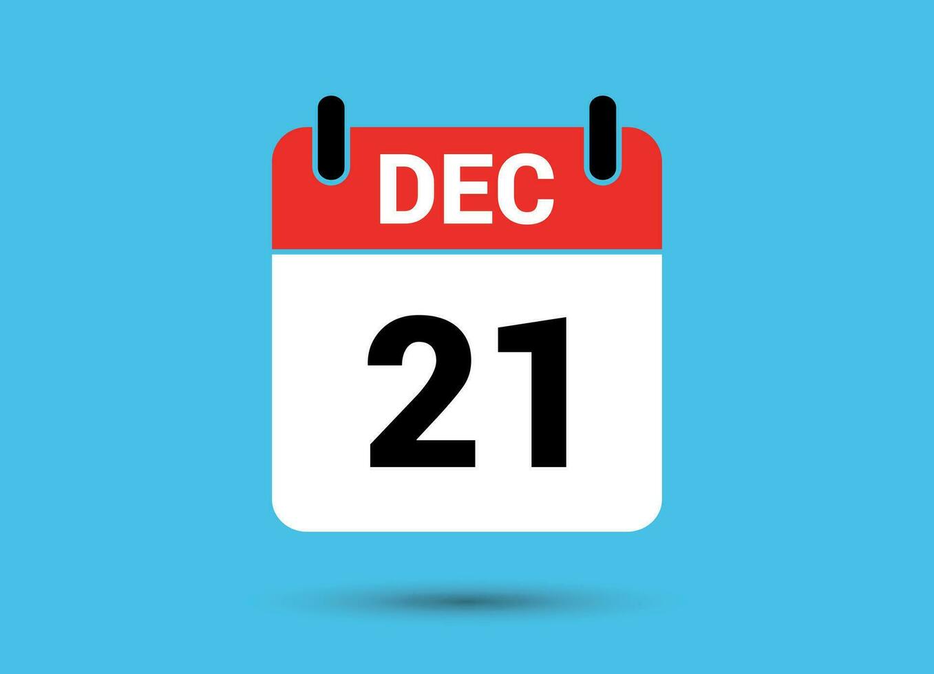 December 21 Calendar Date Flat Icon Day 21 Vector Illustration