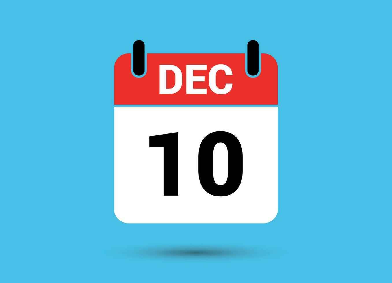 December 10 Calendar Date Flat Icon Day 10 Vector Illustration
