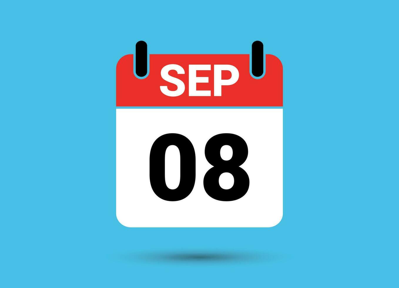 septiembre 8 calendario fecha plano icono día 8 vector ilustración