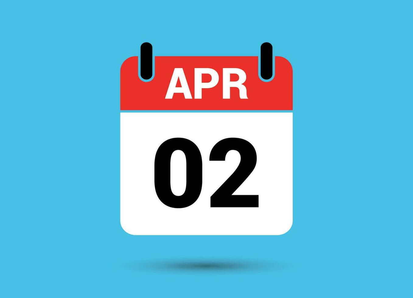 2 April Calendar Date Flat Icon Day 2 Vector Illustration