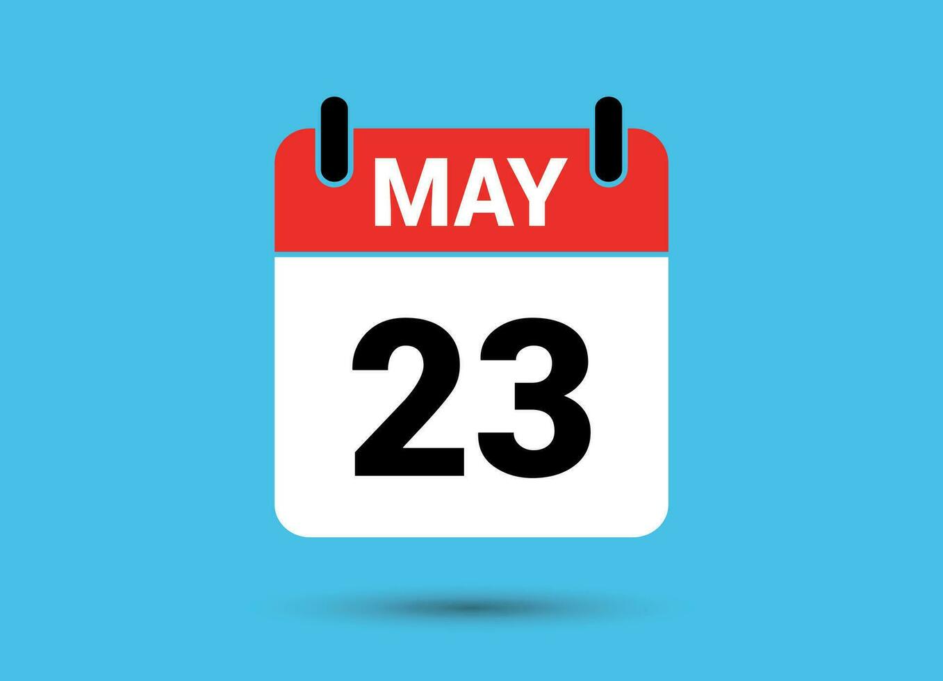 23 mayo calendario fecha plano icono día 23 vector ilustración