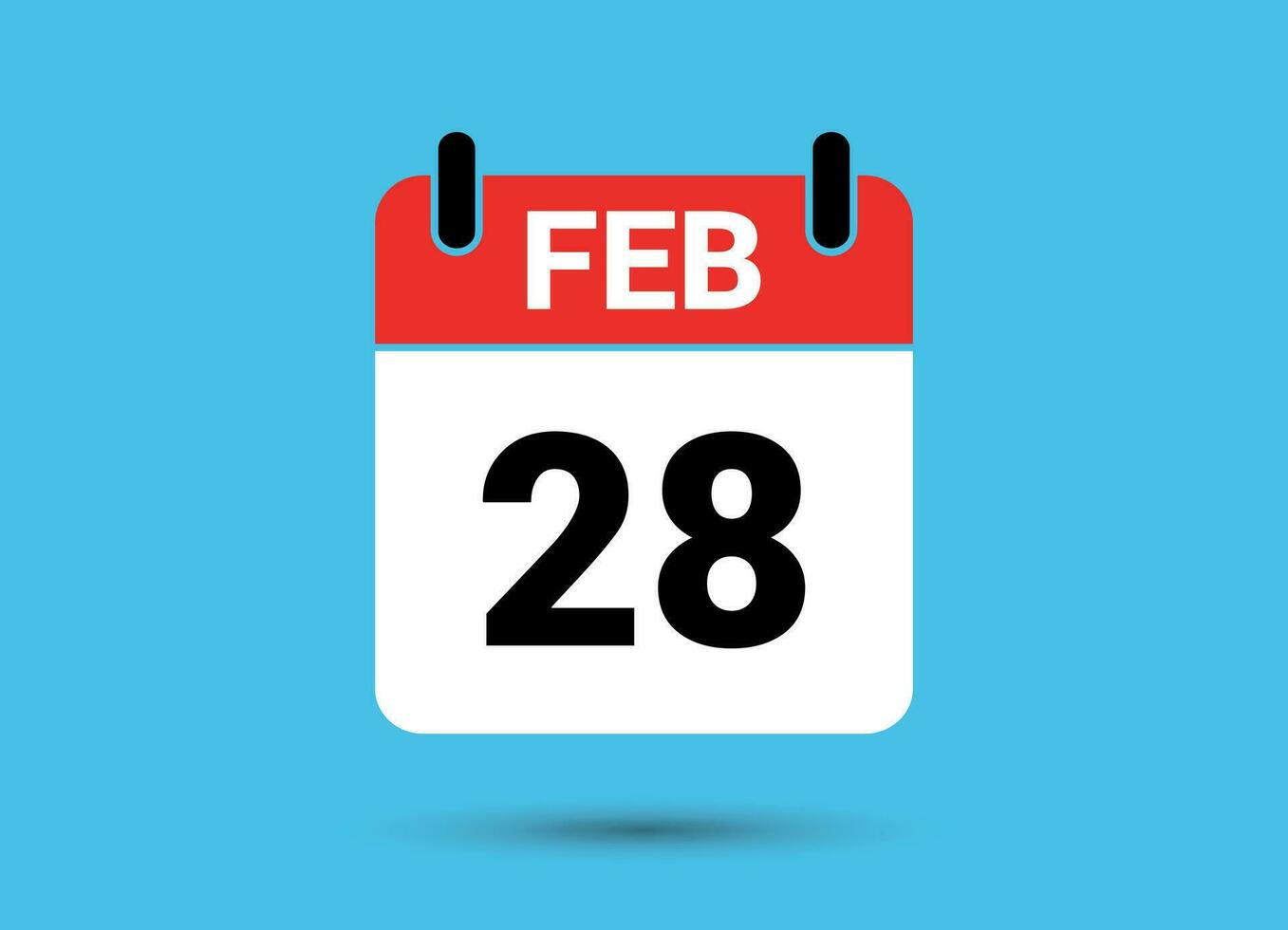 28 February Calendar Date Flat Icon Day 28 Vector Illustration