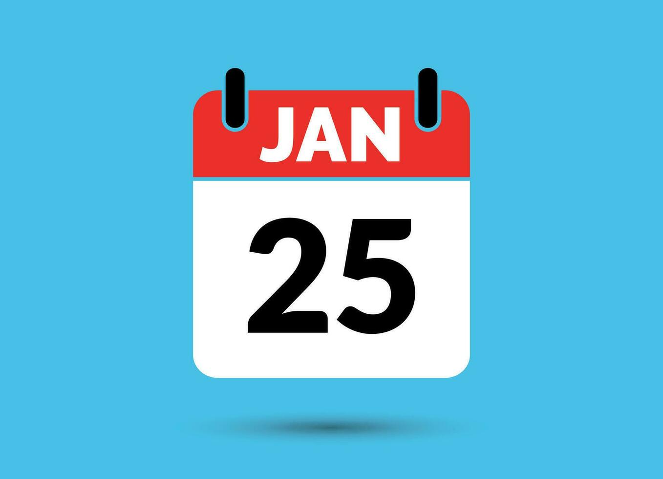 25 January Calendar Date Flat Icon Day 25 Vector Illustration