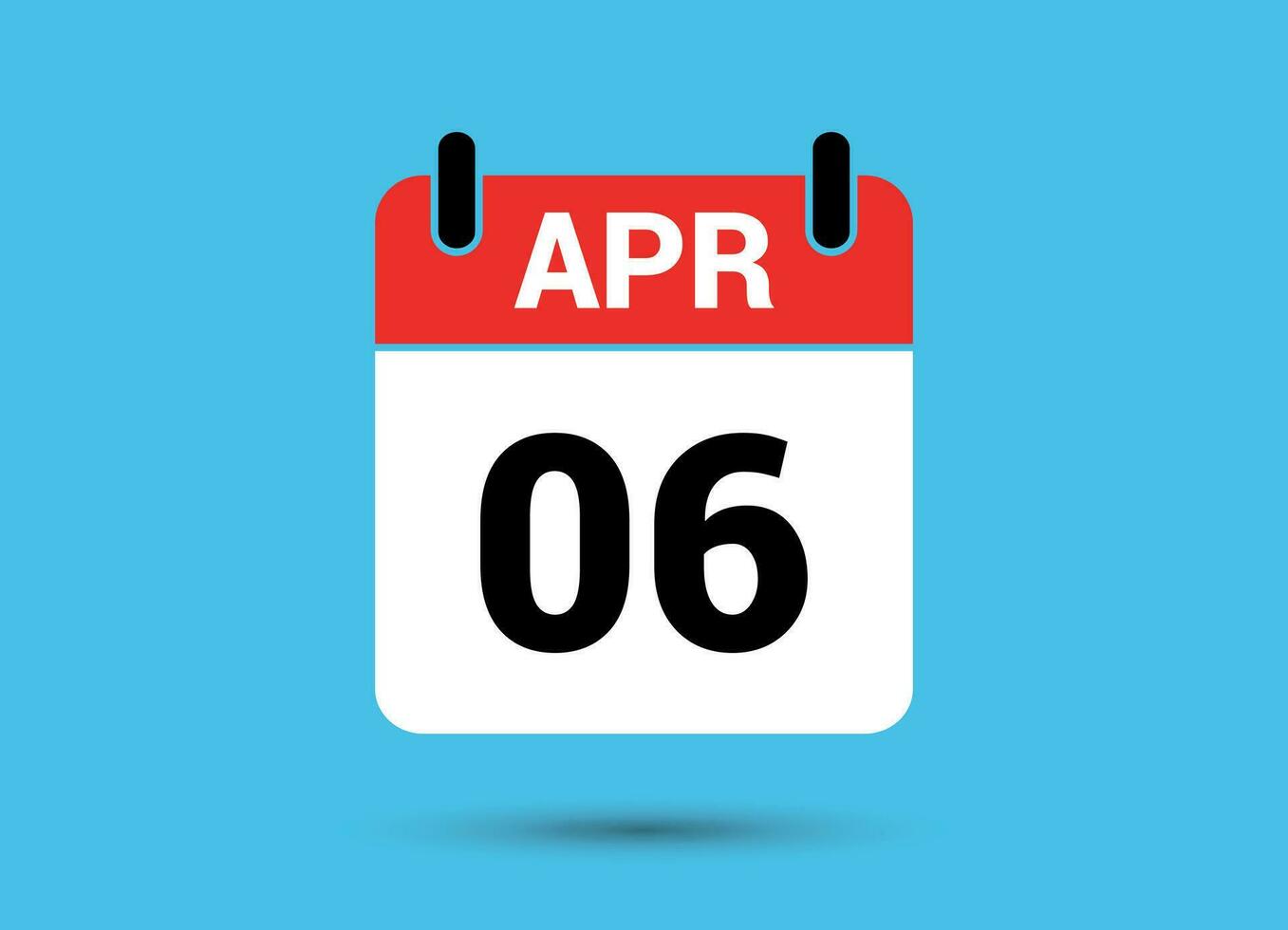 6 6 abril calendario fecha plano icono día 6 6 vector ilustración
