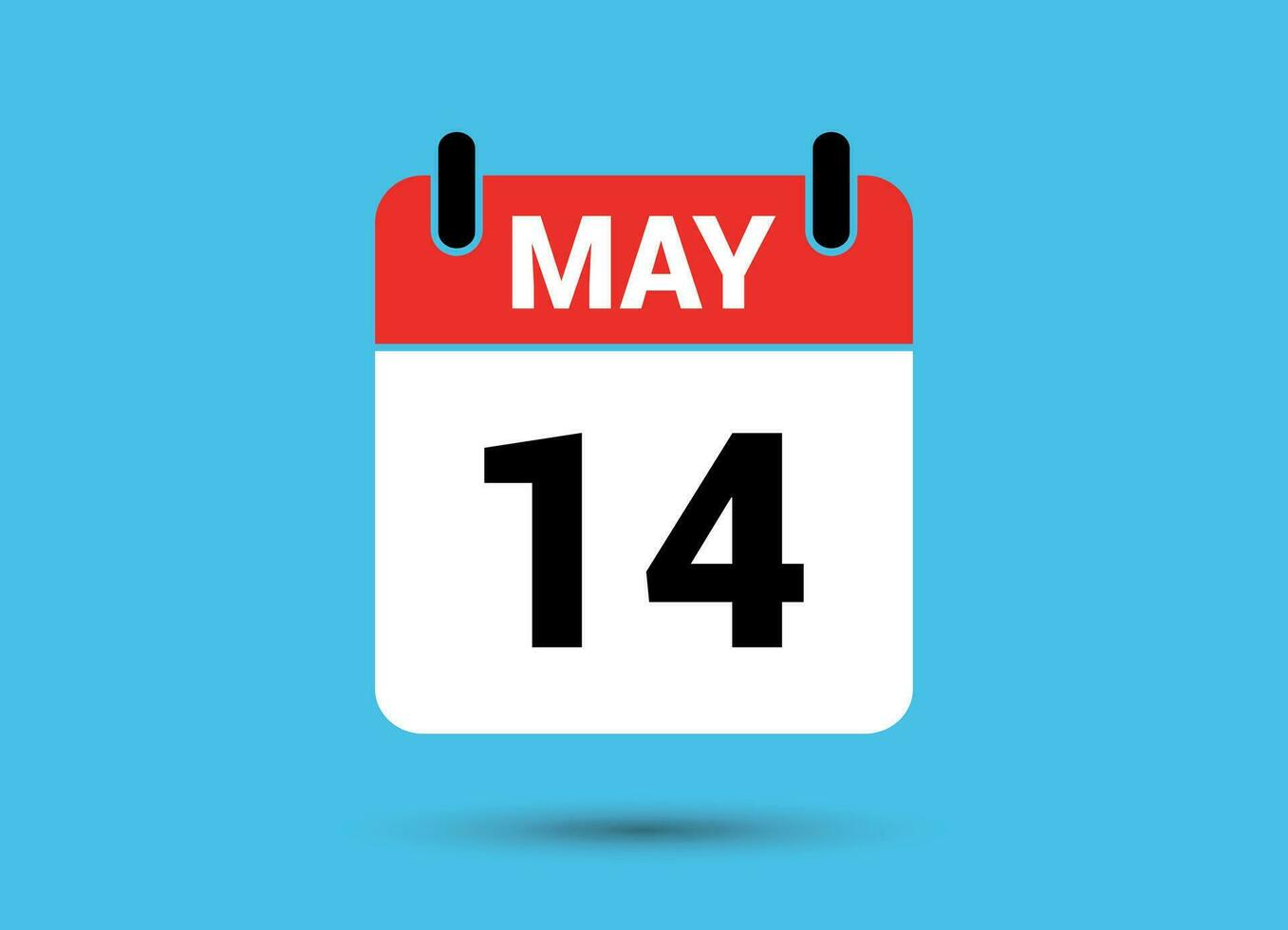 14 May Calendar Date Flat Icon Day 14 Vector Illustration