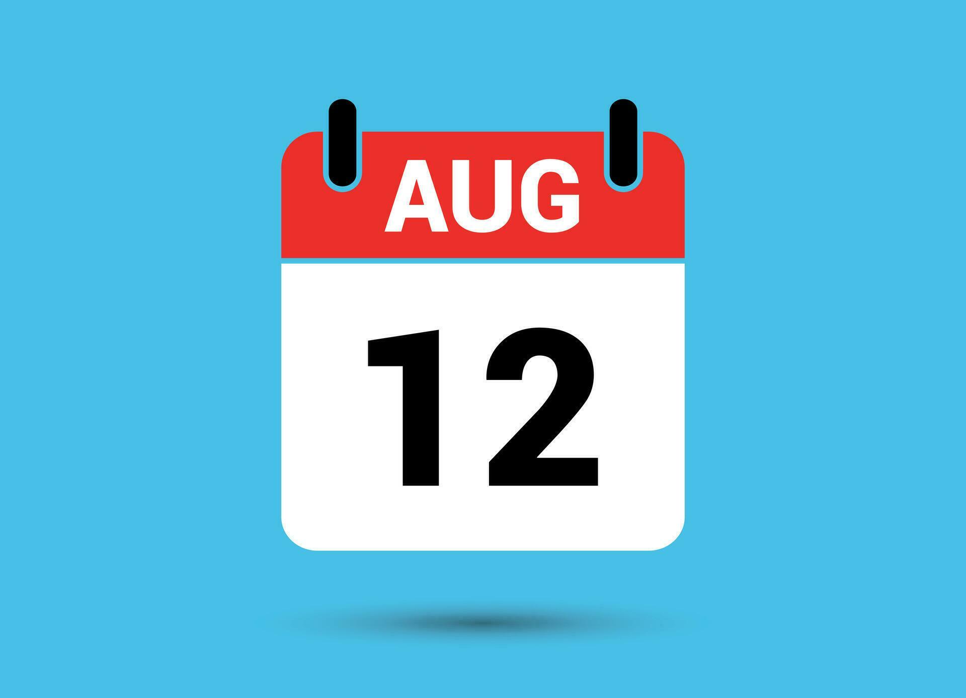 August 12 Calendar Date Flat Icon Day 12 Vector Illustration 32460668 august-12-calendar-date-flat-icon-day-12-vector-illustration-32460668