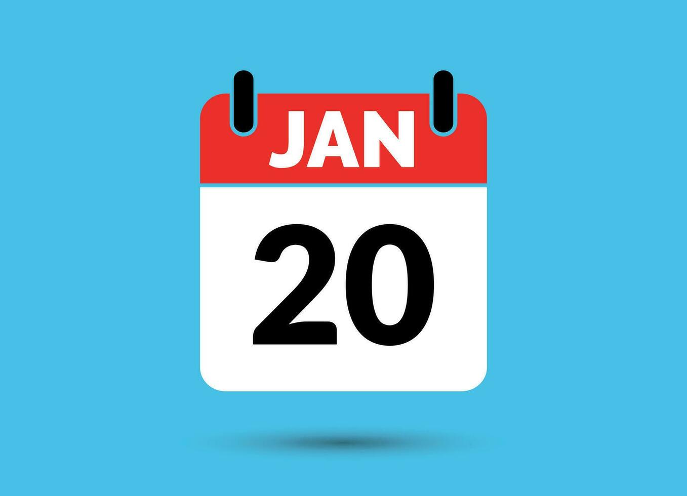 20 January Calendar Date Flat Icon Day 20 Vector Illustration