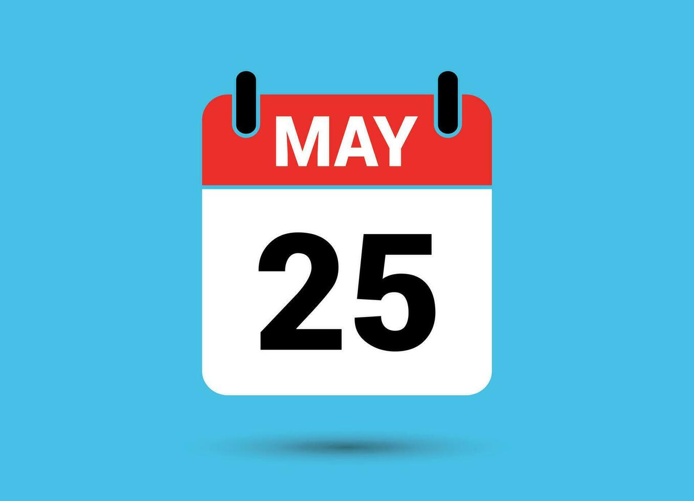 25 mayo calendario fecha plano icono día 25 vector ilustración