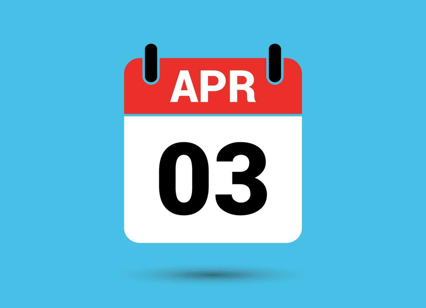 3 abril calendario fecha plano icono día 3 vector ilustración