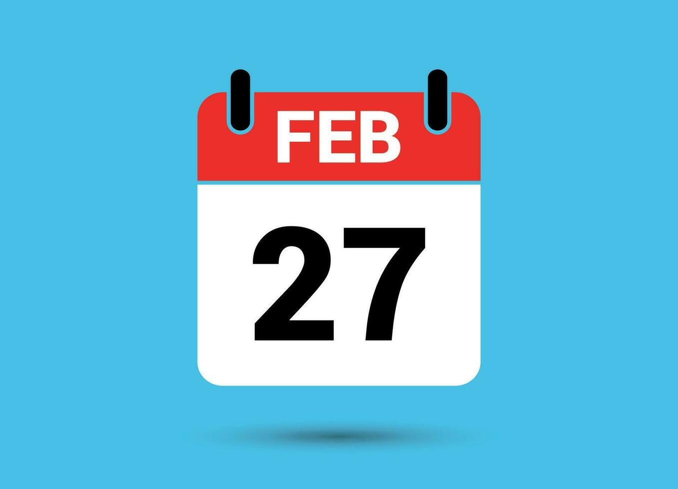 27 febrero calendario fecha plano icono día 27 vector ilustración