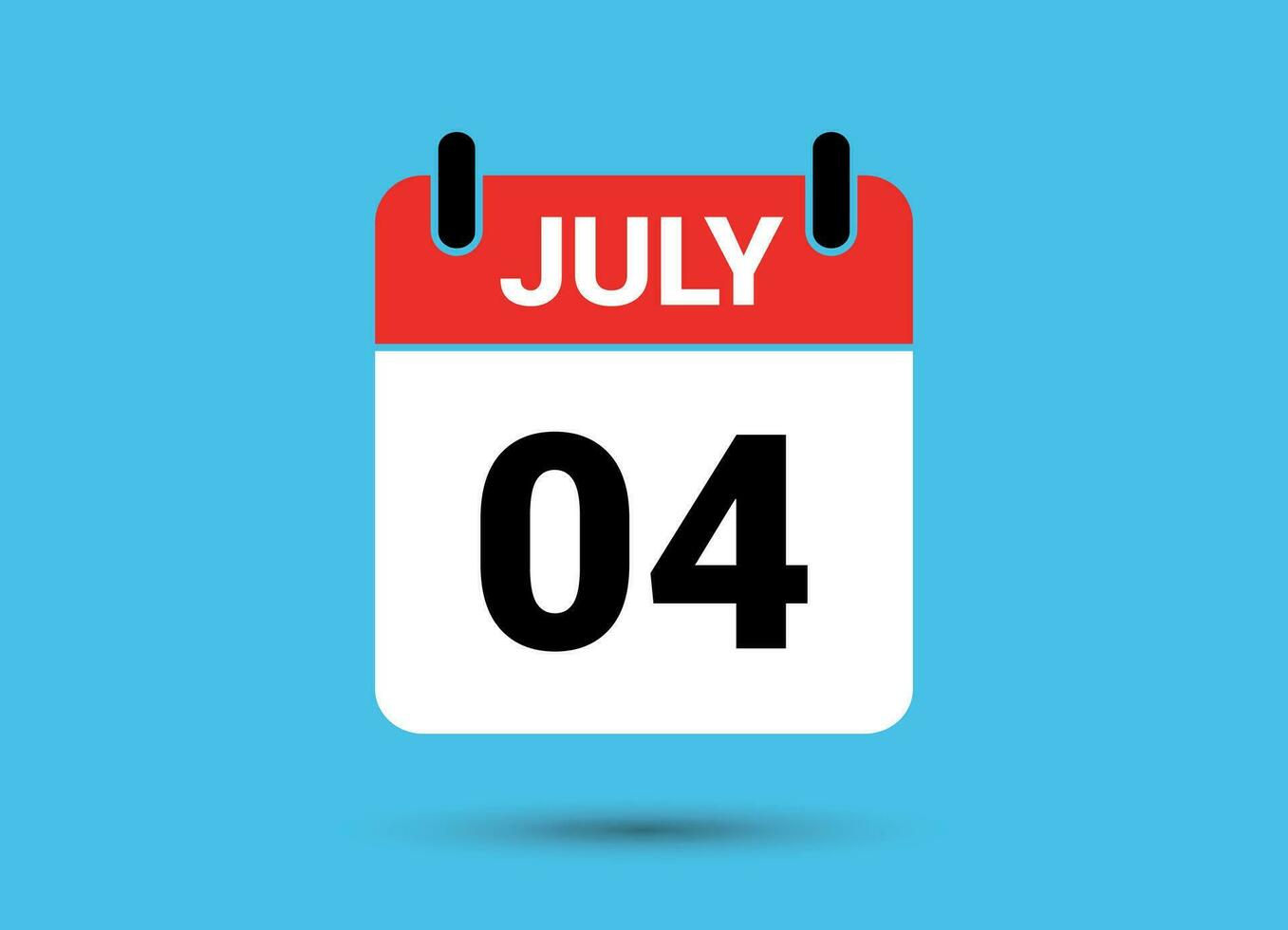 July 4 Calendar Date Flat Icon Day 4 Vector Illustration