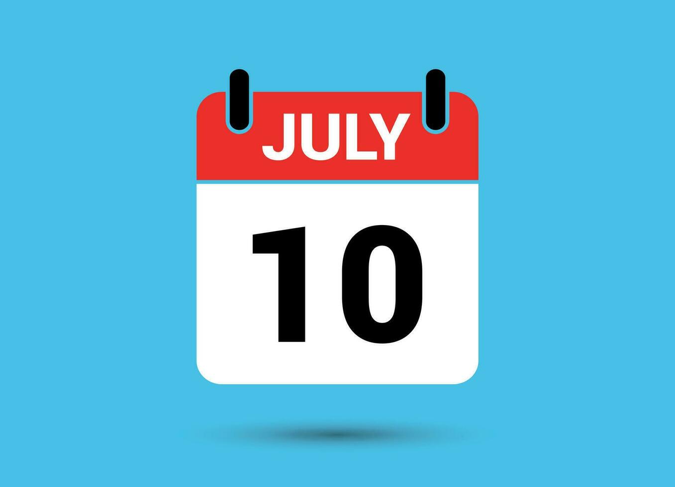 July 10 Calendar Date Flat Icon Day 10 Vector Illustration