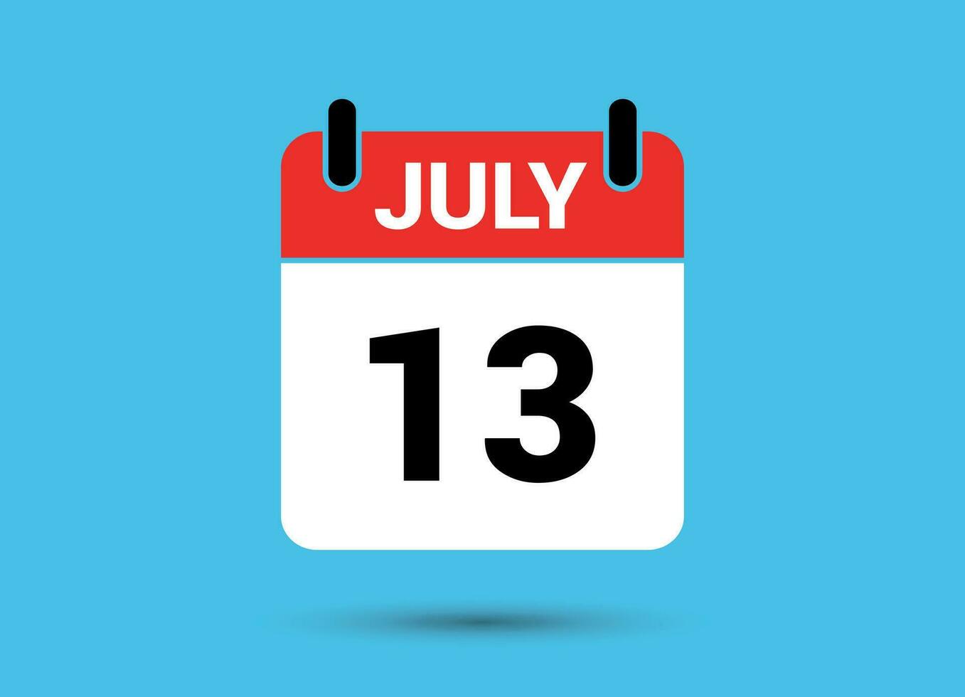 julio 13 calendario fecha plano icono día 13 vector ilustración