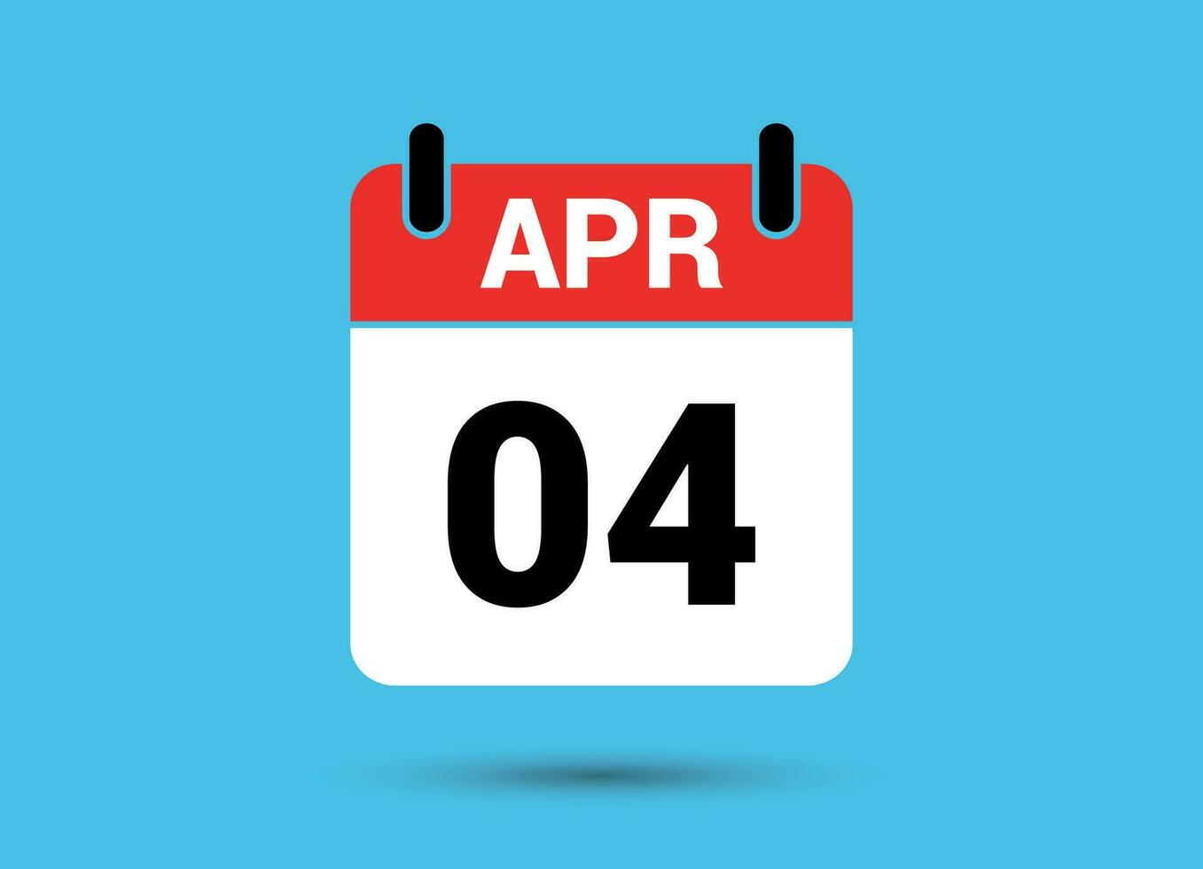 4 4 abril calendario fecha plano icono día 4 4 vector ilustración