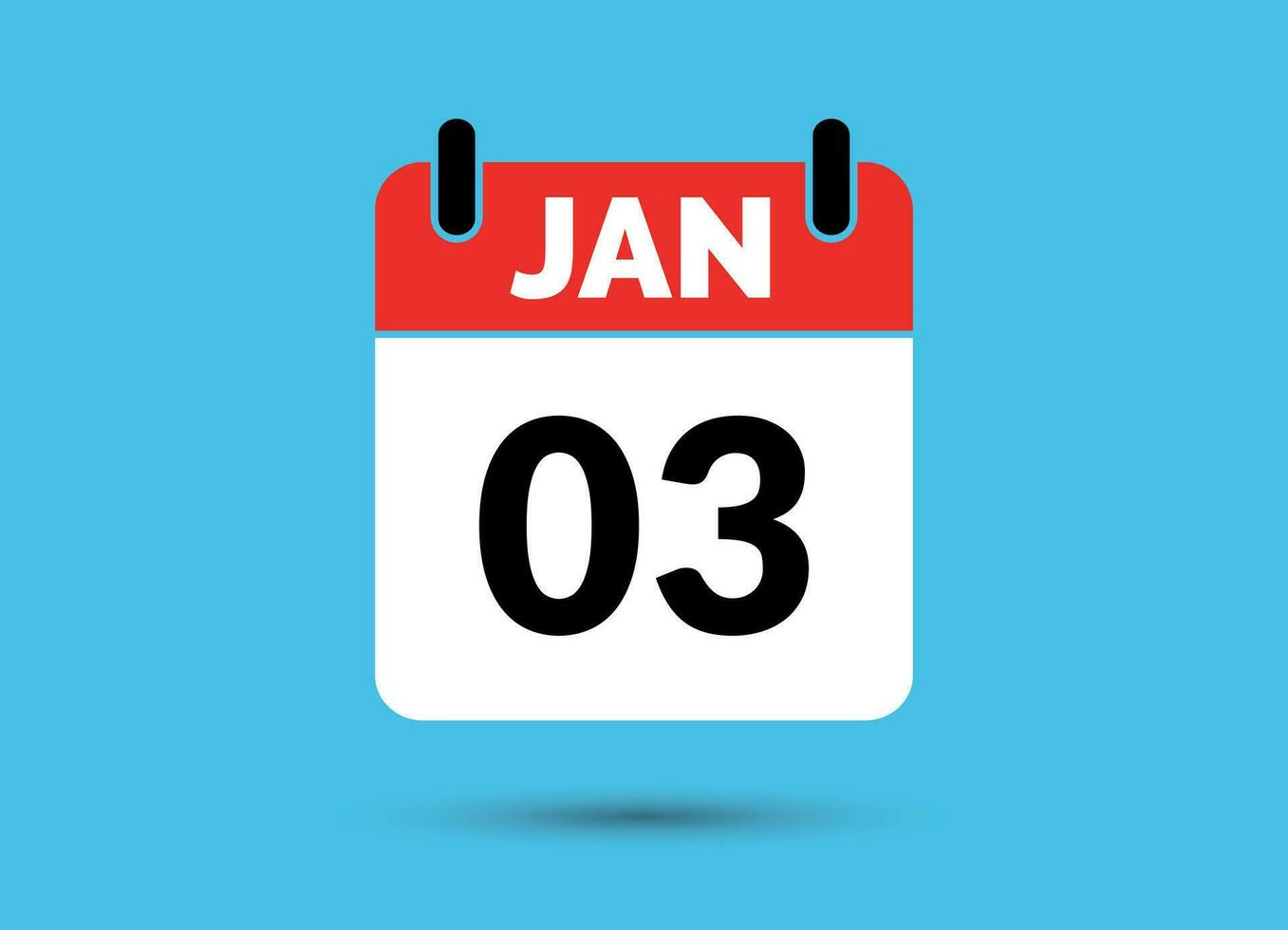 3 January Calendar Date Flat Icon Day 3 Vector Illustration