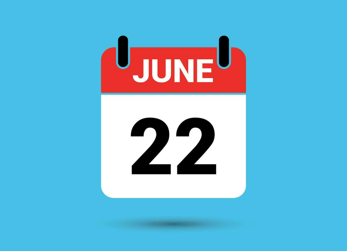 22 junio calendario fecha plano icono día 22 vector ilustración 32460713 Vector en Vecteezy