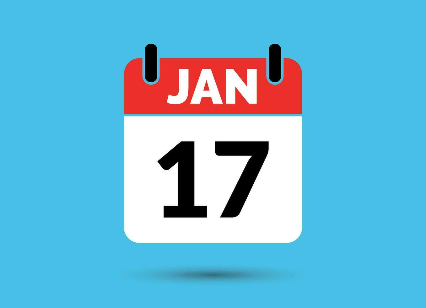 17 enero calendario fecha plano icono día 17 vector ilustración