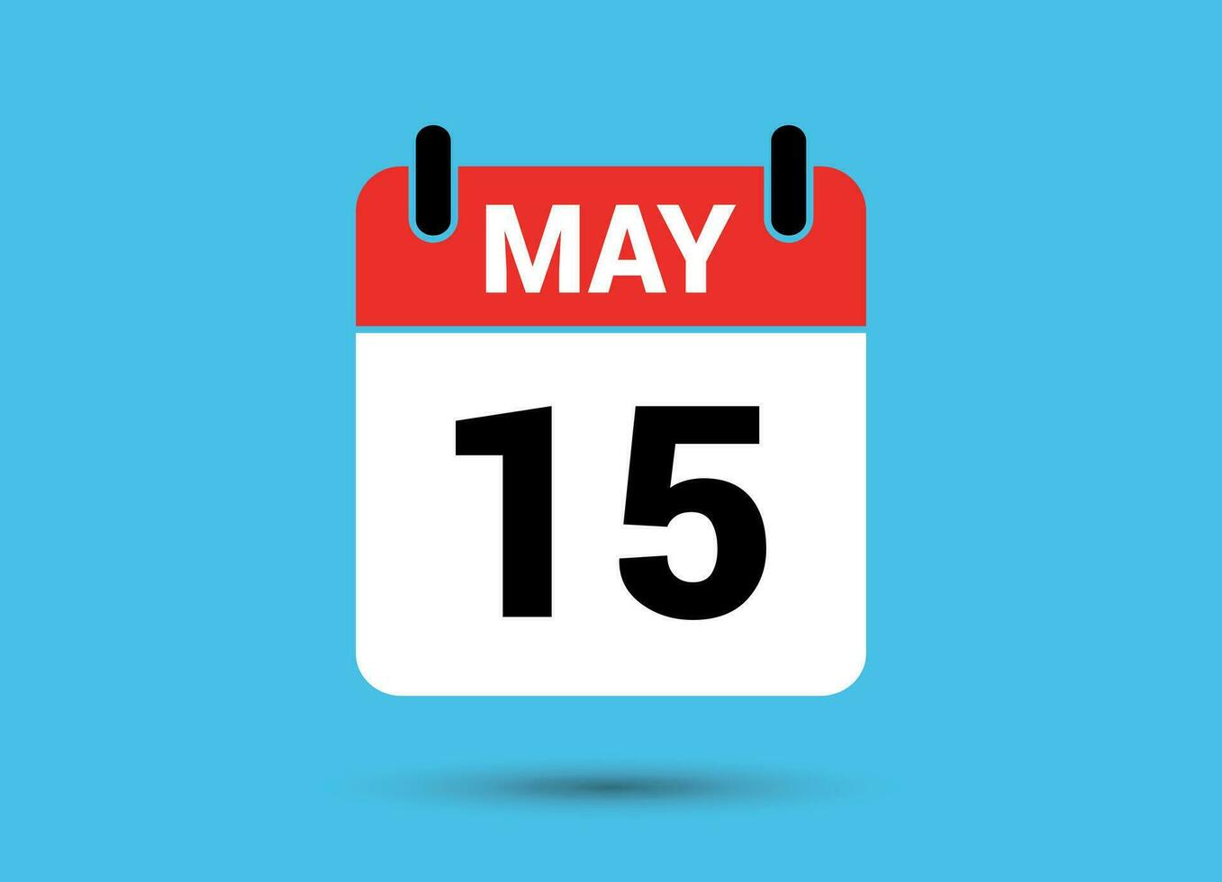 15 May Calendar Date Flat Icon Day 15 Vector Illustration