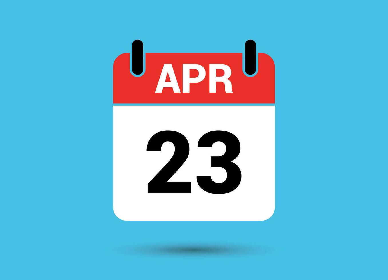 23 April Calendar Date Flat Icon Day 23 Vector Illustration