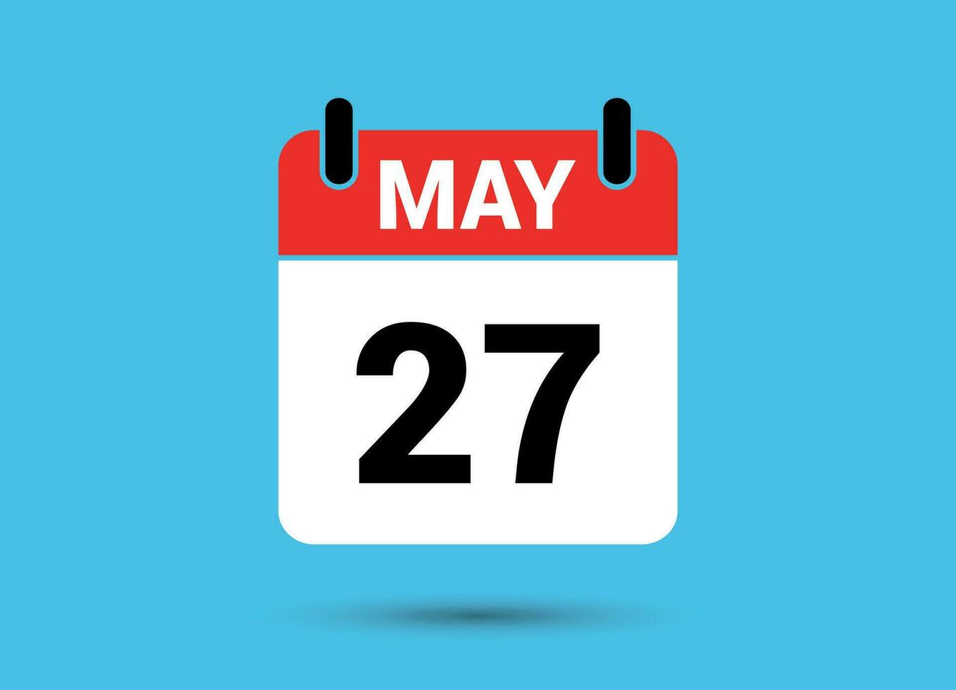 27 May Calendar Date Flat Icon Day 27 Vector Illustration