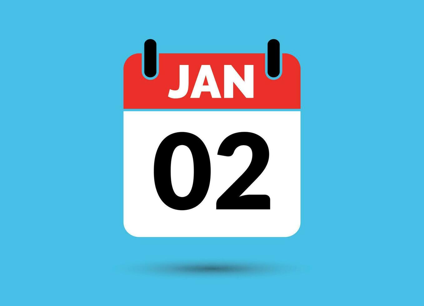 2 January Calendar Date Flat Icon Day 2 Vector Illustration