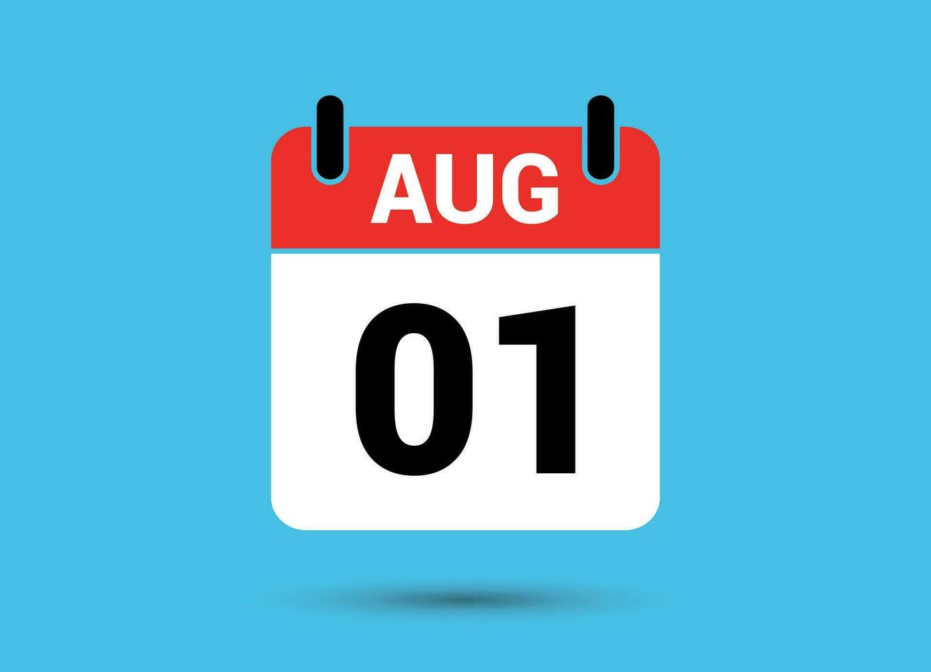 August 1 Calendar Date Flat Icon Day 1 Vector Illustration